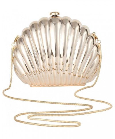 Seashell Shape Purse Sequins Leather Crossbody Shoulder Bag Mini Chain Purse Gold $20.99 Evening Bags