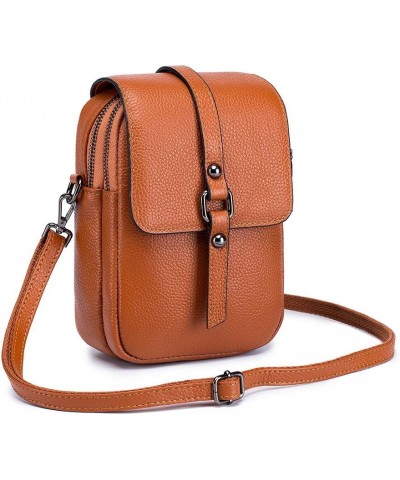 Cross-Body Vertical Dual Leather Phone Case Natural Yellow $26.39 Crossbody Bags