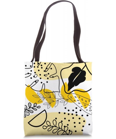 Boho Botanical Leaves Yellow and Black Modern Abstract Tote Bag $10.37 Totes