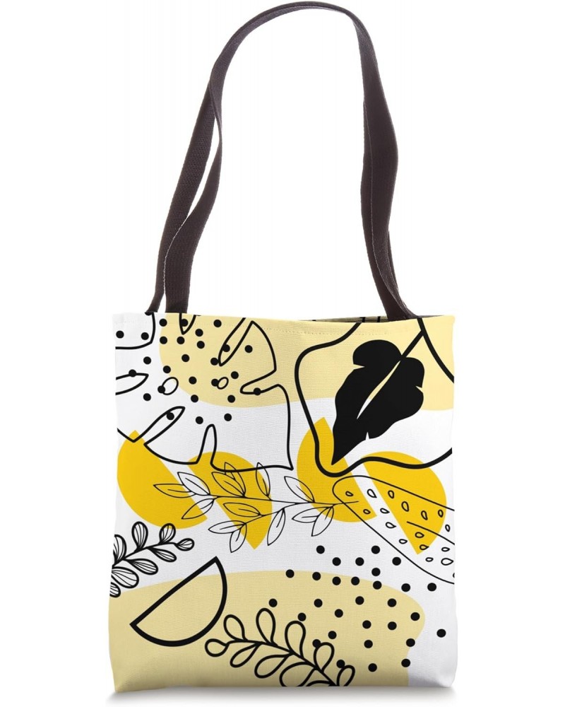 Boho Botanical Leaves Yellow and Black Modern Abstract Tote Bag $10.37 Totes