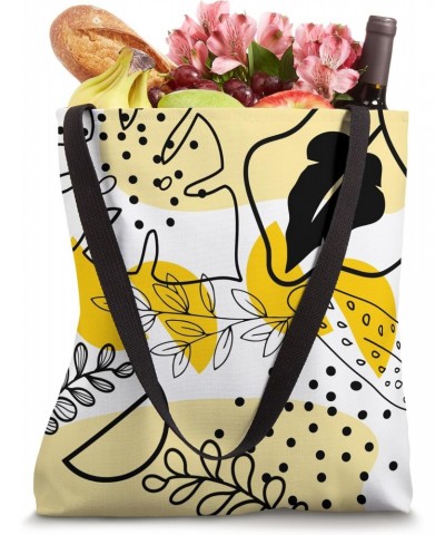 Boho Botanical Leaves Yellow and Black Modern Abstract Tote Bag $10.37 Totes