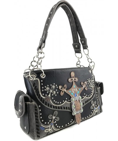 Spring Floral Buckle Moccasin Native Tribal Concealed Carry Handbag Purse Black Handbag Wallet Set $30.86 Shoulder Bags