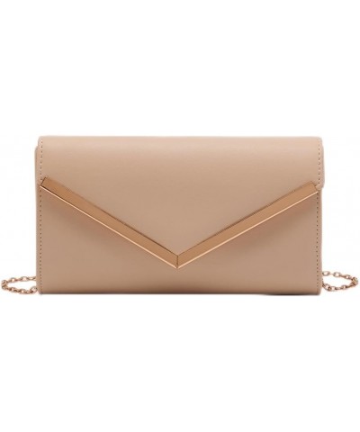 Women Clutch Purse Evening Bag Envelope Handbag With Detachable Chain for Wedding and Party Apricot $17.66 Evening Bags