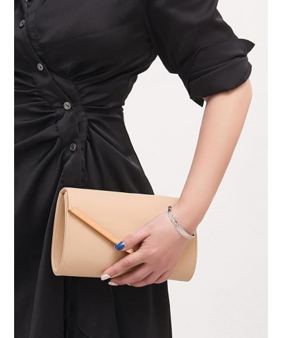 Women Clutch Purse Evening Bag Envelope Handbag With Detachable Chain for Wedding and Party Apricot $17.66 Evening Bags