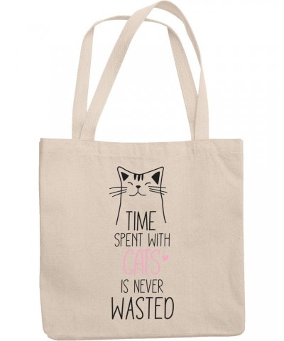 Funny Time Spent with Cats Is Never Wasted with a Cat Drawing Art Merch Gift, 12oz Canvas Tote Bag $13.76 Totes