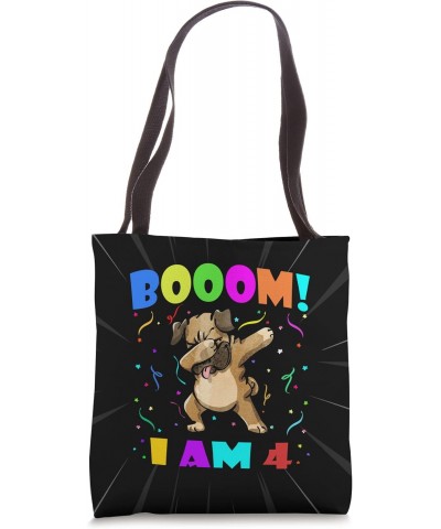 Dabbing Pug - Booom! I Am 4 Boys Girls 4th Birthday Party Tote Bag $13.94 Totes