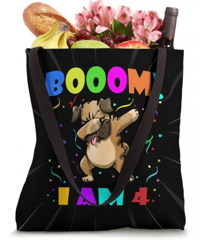 Dabbing Pug - Booom! I Am 4 Boys Girls 4th Birthday Party Tote Bag $13.94 Totes