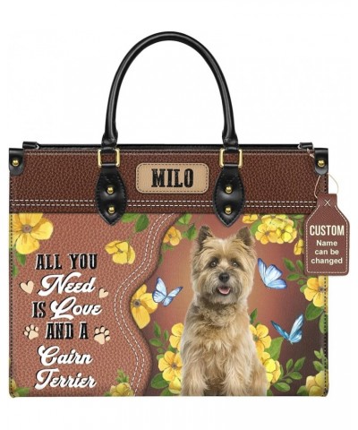 Personalized Cairn Terrier Dog Handbags, Custom Name Dog Leather Bags, Purses, Shoulder Bag, Gift For Dog Mom Dog Lover Style...