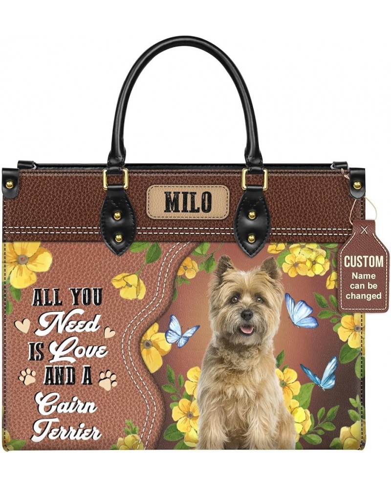 Personalized Cairn Terrier Dog Handbags, Custom Name Dog Leather Bags, Purses, Shoulder Bag, Gift For Dog Mom Dog Lover Style...