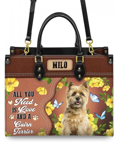 Personalized Cairn Terrier Dog Handbags, Custom Name Dog Leather Bags, Purses, Shoulder Bag, Gift For Dog Mom Dog Lover Style...