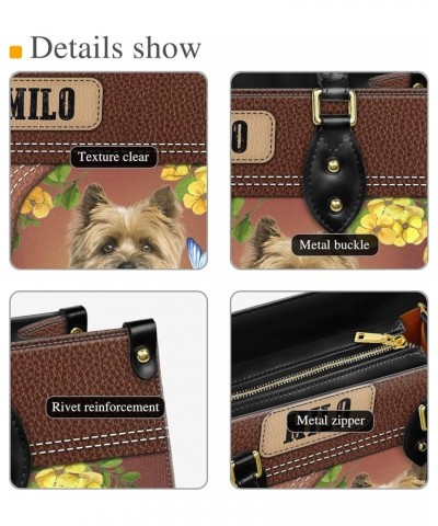 Personalized Cairn Terrier Dog Handbags, Custom Name Dog Leather Bags, Purses, Shoulder Bag, Gift For Dog Mom Dog Lover Style...