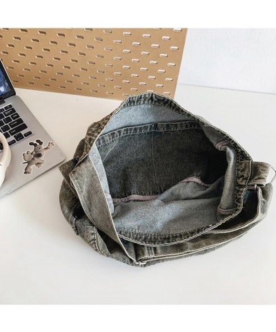 Grunge Bag Canvas Messenger Bag Denim Bag Hippie Bag Tote Bag Aesthetic Canvas Crossbody Bag (Green,One Size) Black $17.77 Totes