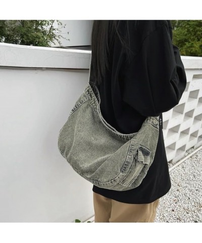 Grunge Bag Canvas Messenger Bag Denim Bag Hippie Bag Tote Bag Aesthetic Canvas Crossbody Bag (Green,One Size) Black $17.77 Totes