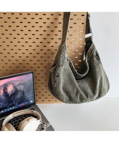 Grunge Bag Canvas Messenger Bag Denim Bag Hippie Bag Tote Bag Aesthetic Canvas Crossbody Bag (Green,One Size) Black $17.77 Totes