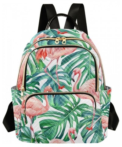 Women Backpack Pink Flamingo Green Leaves Vibrant Anti-Theft Travel Backpack with Luggage Belt Lightweight Handbag Lady Purse...