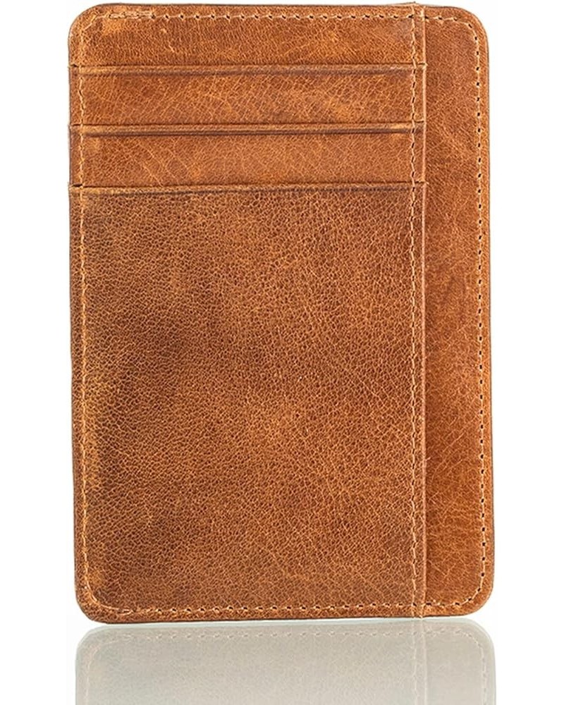 Genuine Leather Wallet Cardholder Bank Cards, Money, Driver's License - Unisex Brown $8.57 Wallets