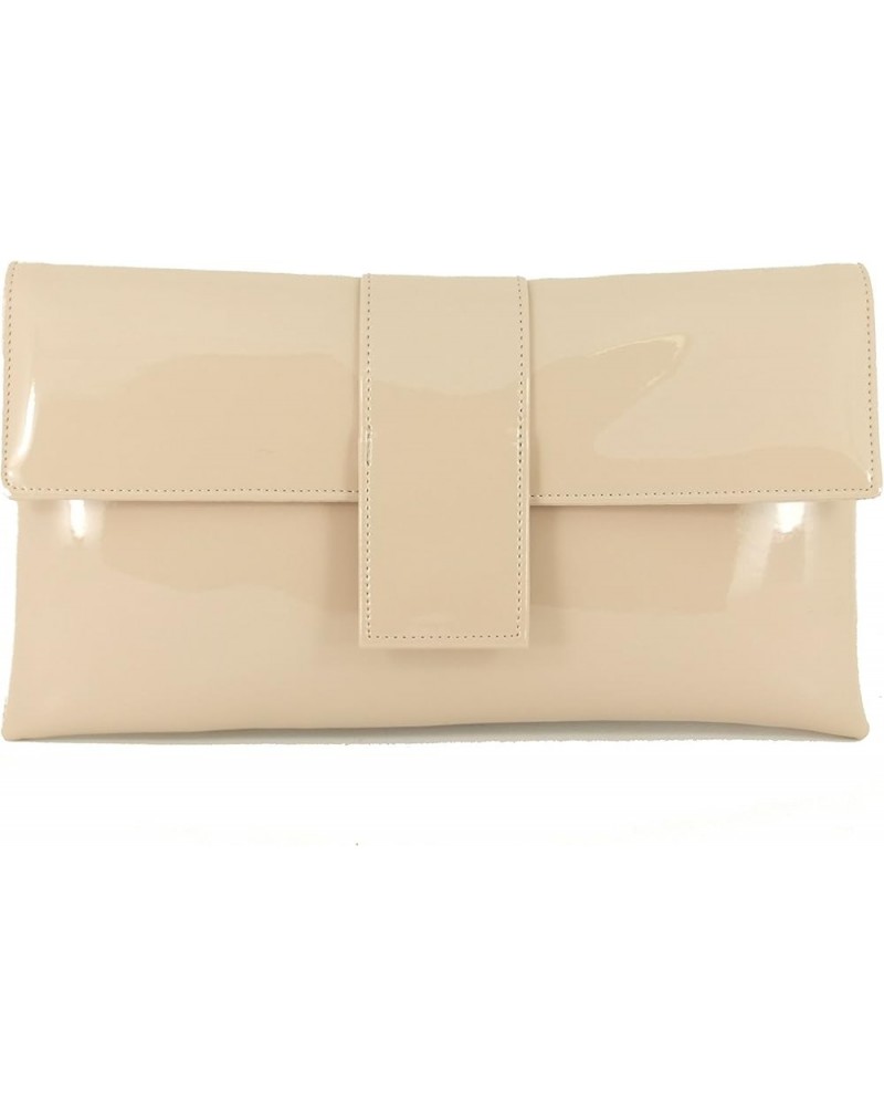 Womens Elegant Patent Clutch Shoulder Bag Occasion Wedding Party Prom Purse Nude Pink $27.49 Evening Bags