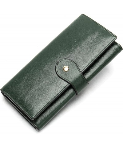 Womens Genuine Leather RFID Blocking Trifold Wallet Large Capacity Credit Card Holder Multi Card Organizer (Black) Green $23....