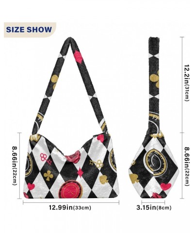 Valentines Women Boho Handbag Zigzag Flower Magic Key Underarm Bag Tote Bag Shoulder Bag Crossbody Bag Fluffy Cell Phone Purs...