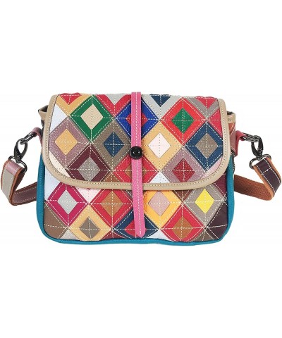 Medium Crossbody Bag for Women, Fashion Multicolor Plaid Genuine Leather Shoulder Purses and Handbags Envelope Satchel Multic...