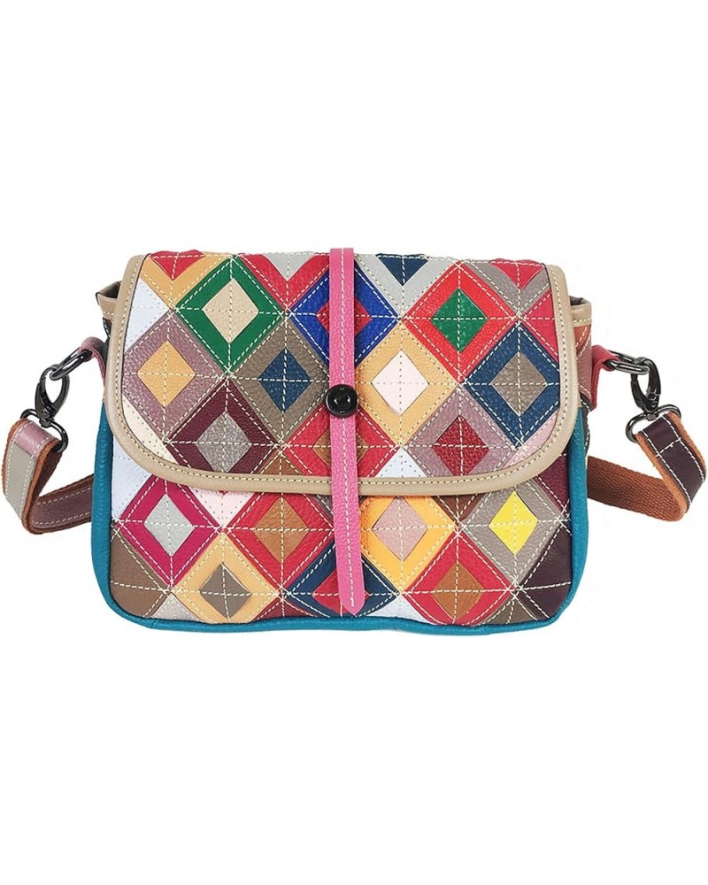 Medium Crossbody Bag for Women, Fashion Multicolor Plaid Genuine Leather Shoulder Purses and Handbags Envelope Satchel Multic...