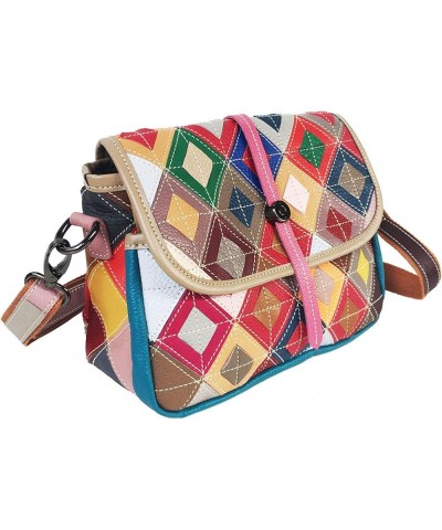 Medium Crossbody Bag for Women, Fashion Multicolor Plaid Genuine Leather Shoulder Purses and Handbags Envelope Satchel Multic...