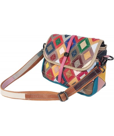 Medium Crossbody Bag for Women, Fashion Multicolor Plaid Genuine Leather Shoulder Purses and Handbags Envelope Satchel Multic...