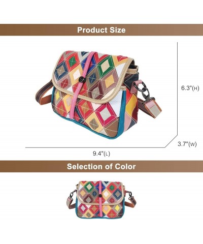 Medium Crossbody Bag for Women, Fashion Multicolor Plaid Genuine Leather Shoulder Purses and Handbags Envelope Satchel Multic...