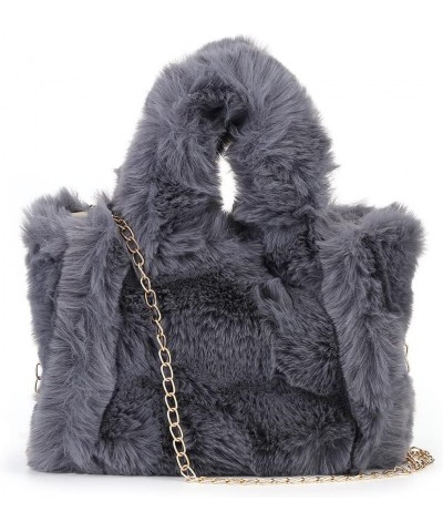 Fluffy Tote Bag Faux Fur Hobo Bag Purse Plush Handbag Furry Purse Soft Plush Bag for Women Cute Aesthetic Bag Grey Small $15....