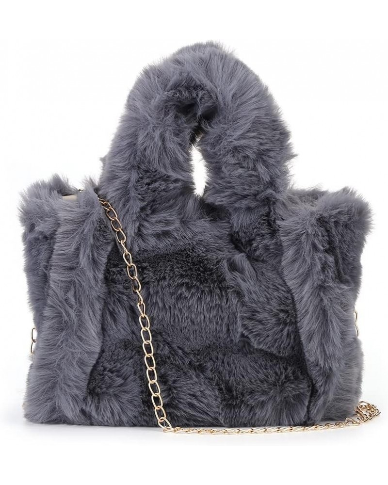 Fluffy Tote Bag Faux Fur Hobo Bag Purse Plush Handbag Furry Purse Soft Plush Bag for Women Cute Aesthetic Bag Grey Small $15....