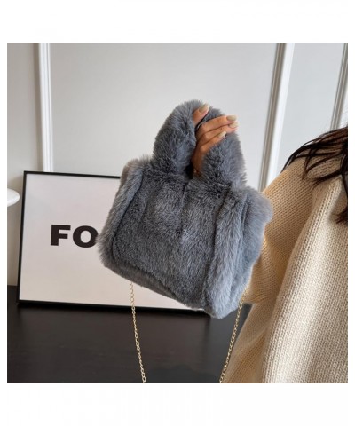 Fluffy Tote Bag Faux Fur Hobo Bag Purse Plush Handbag Furry Purse Soft Plush Bag for Women Cute Aesthetic Bag Grey Small $15....