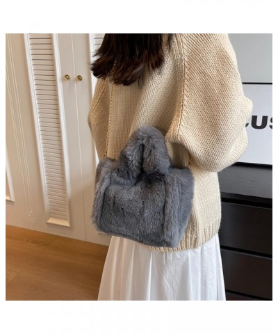 Fluffy Tote Bag Faux Fur Hobo Bag Purse Plush Handbag Furry Purse Soft Plush Bag for Women Cute Aesthetic Bag Grey Small $15....