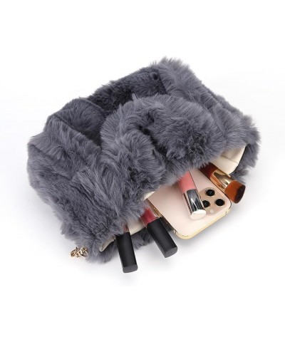 Fluffy Tote Bag Faux Fur Hobo Bag Purse Plush Handbag Furry Purse Soft Plush Bag for Women Cute Aesthetic Bag Grey Small $15....