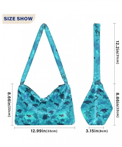 Women Boho Handbag Swimming Sea Turtle Aqua Cute Wildlife Underarm Bag Tote Bag Shoulder Bag Crossbody Bag Fluffy Cell Phone ...