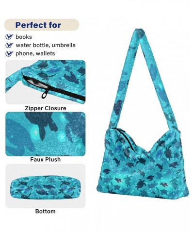 Women Boho Handbag Swimming Sea Turtle Aqua Cute Wildlife Underarm Bag Tote Bag Shoulder Bag Crossbody Bag Fluffy Cell Phone ...