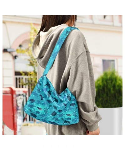 Women Boho Handbag Swimming Sea Turtle Aqua Cute Wildlife Underarm Bag Tote Bag Shoulder Bag Crossbody Bag Fluffy Cell Phone ...