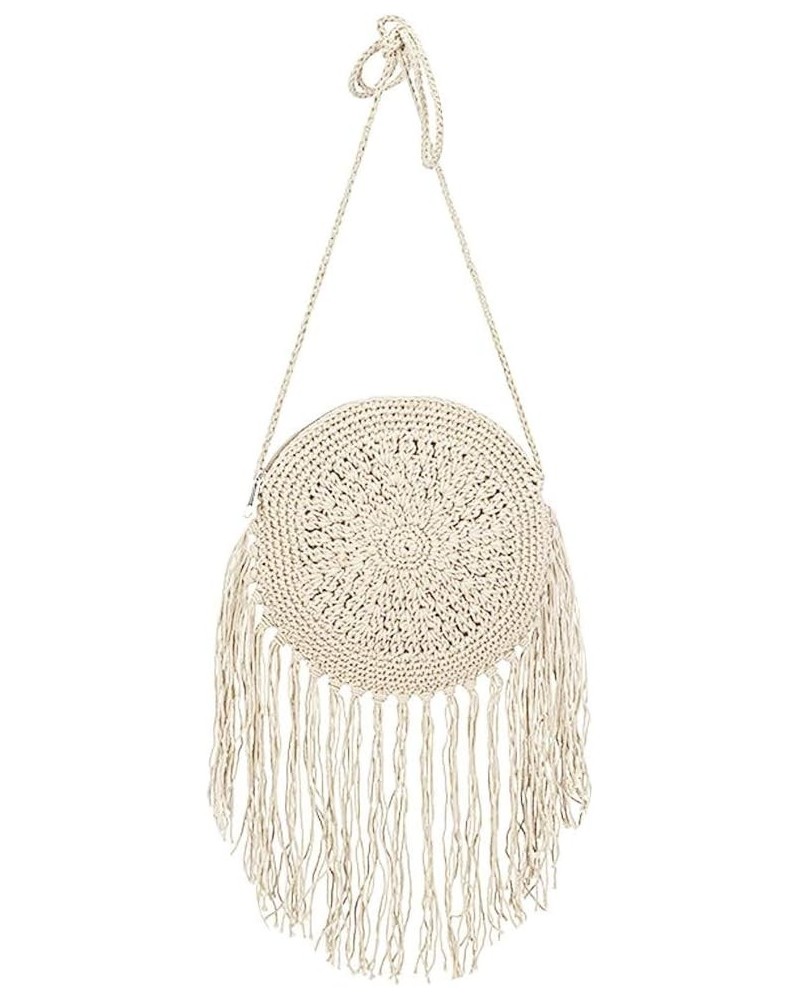 Van Caro Handwoven Cotton Straw Shoulder Bag Crochet Tassel Beach Bohemian Purse for Women 3878 White $12.95 Shoulder Bags