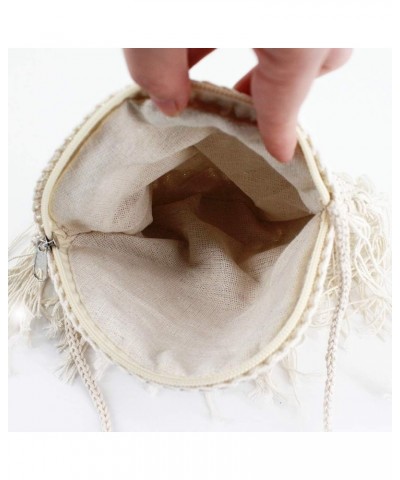 Van Caro Handwoven Cotton Straw Shoulder Bag Crochet Tassel Beach Bohemian Purse for Women 3878 White $12.95 Shoulder Bags