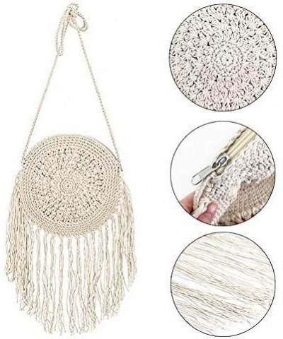 Van Caro Handwoven Cotton Straw Shoulder Bag Crochet Tassel Beach Bohemian Purse for Women 3878 White $12.95 Shoulder Bags