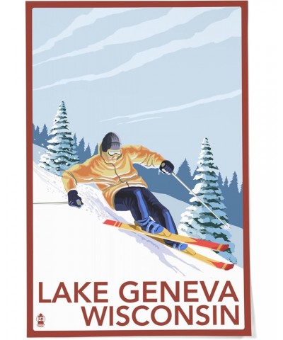 24x36 Inch Giclee Print, Lake Geneva, Wisconsin, Downhill Skier $21.00 Totes