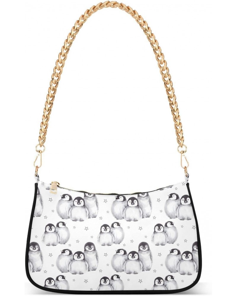 Cute Penguins Women Shoulder Bag Clutch Chain Purse Handbags with Zipper Pocket Tote Hobo Bag for Phone Summer $15.29 Totes