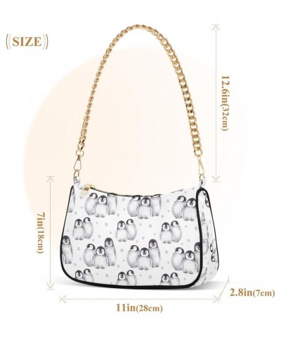 Cute Penguins Women Shoulder Bag Clutch Chain Purse Handbags with Zipper Pocket Tote Hobo Bag for Phone Summer $15.29 Totes