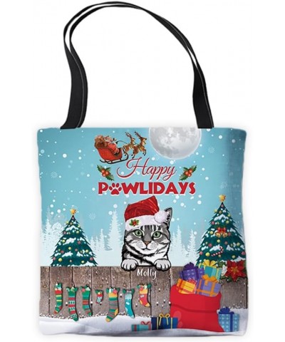 Brown Abyssinian Cat Dog Tote Bag Christmas Holiday Gift Happy Pawliday Shoulder Handbag American Shorthair Cat 1 $10.00 Totes