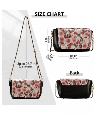 Women's Crossbody Handbags Leather Shoulder Bags Wallet Black Flap (Watercolor Oil) Print Adjustable Chain Straps Satchel Bag...