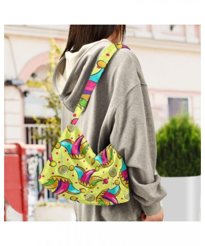 Clown Lollipop Shoulder Tote Bags for Women Furry Crossbody bag Hobo Handbag Purses for Traveling Working Shopping $9.45 Totes