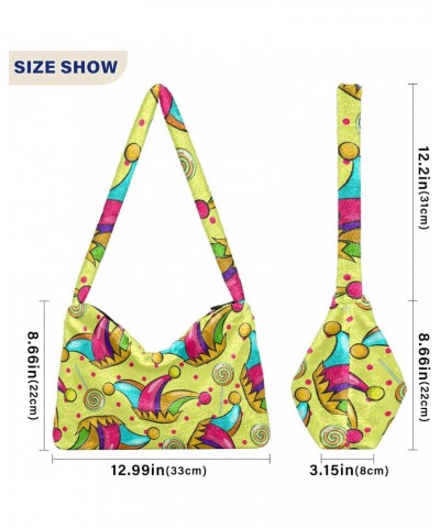 Clown Lollipop Shoulder Tote Bags for Women Furry Crossbody bag Hobo Handbag Purses for Traveling Working Shopping $9.45 Totes