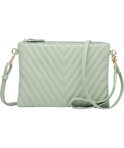 Chevron Embroidered Crossbody Clutch Bag Pouch with Removable Wristlet & Adjustable Shoulder Strap Mint $9.41 Wristlets