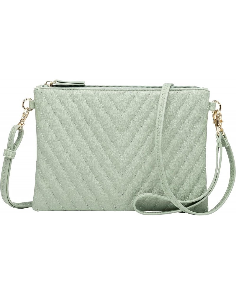 Chevron Embroidered Crossbody Clutch Bag Pouch with Removable Wristlet & Adjustable Shoulder Strap Mint $9.41 Wristlets