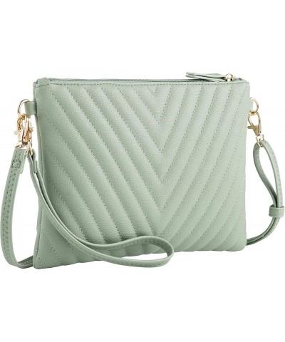 Chevron Embroidered Crossbody Clutch Bag Pouch with Removable Wristlet & Adjustable Shoulder Strap Mint $9.41 Wristlets