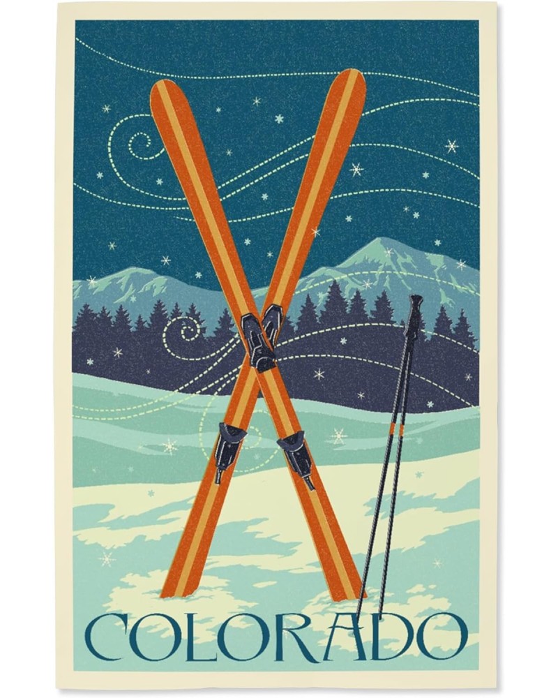 16x24 Inch Giclee Art Print Wall Decor, Colorado, Crossed Skis, Letterpress $23.59 Totes